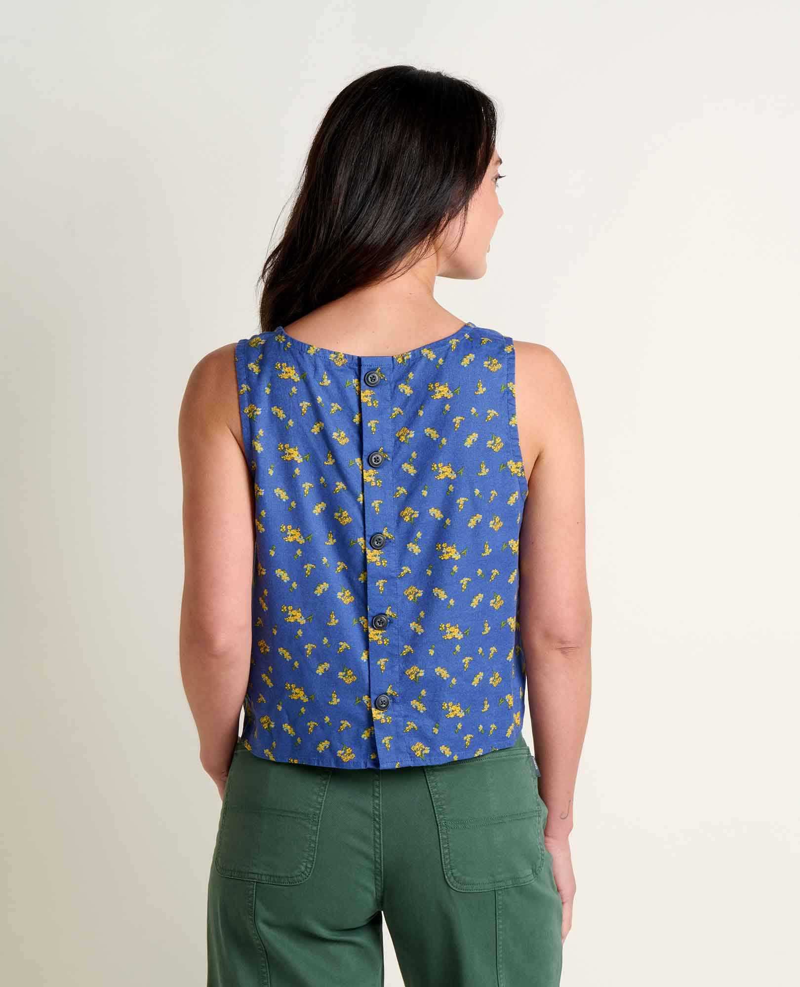 Hemp Button Back Tank - River Print