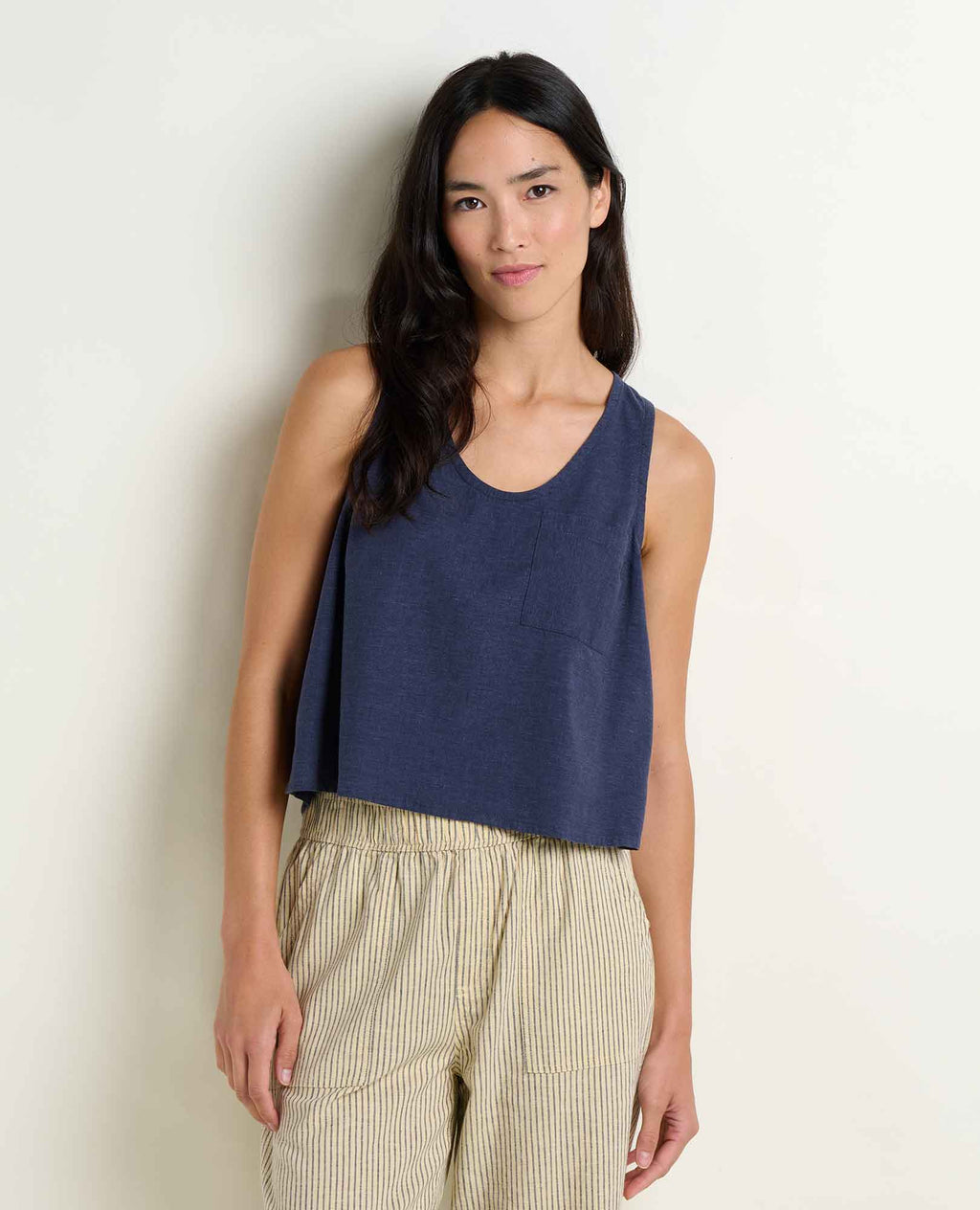 Hemp Button Back Tank - True Navy