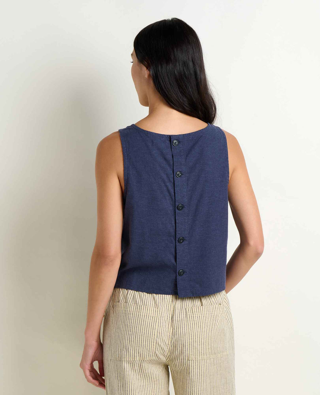 Hemp Button Back Tank - True Navy