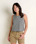 Button Back Tank - Black and Salt Print