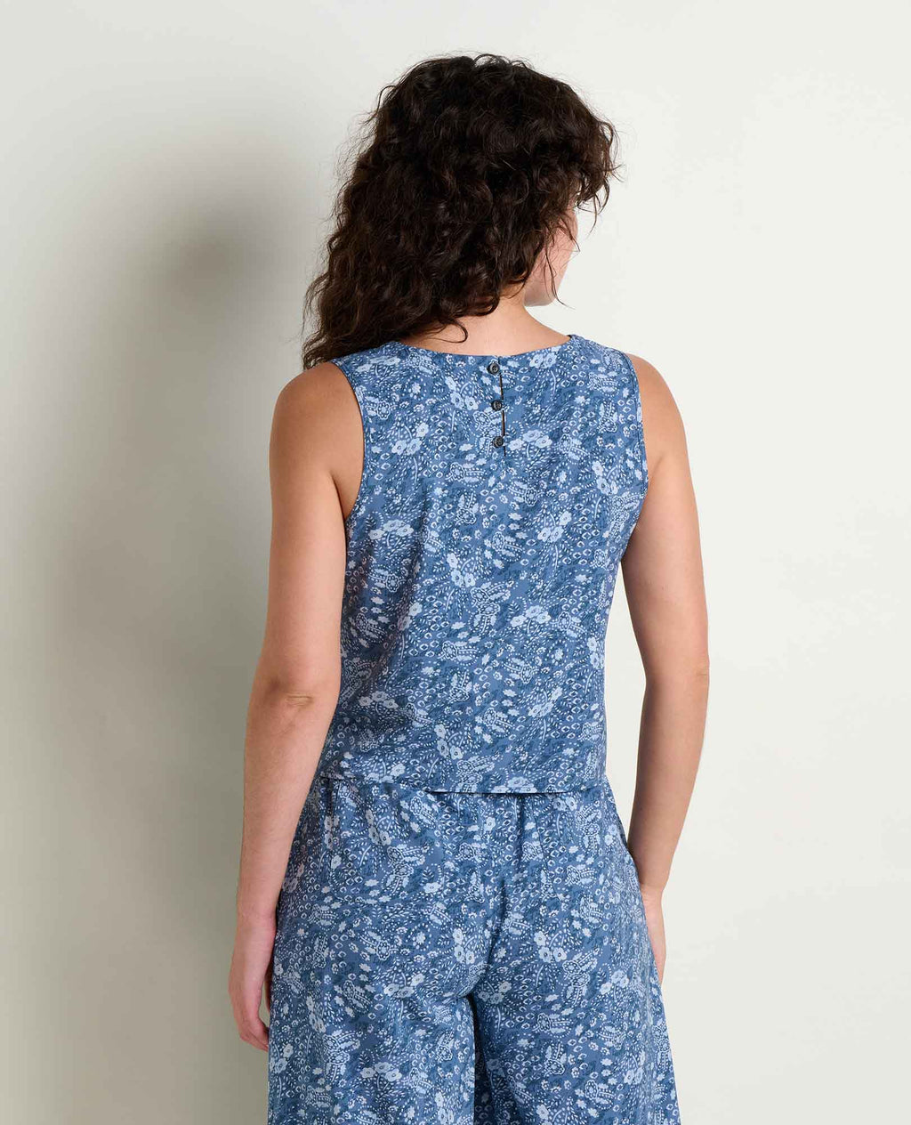Button Back Tank - Canal Print