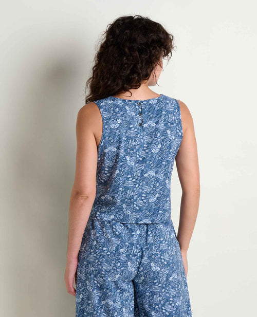Button Back Tank - Canal Print