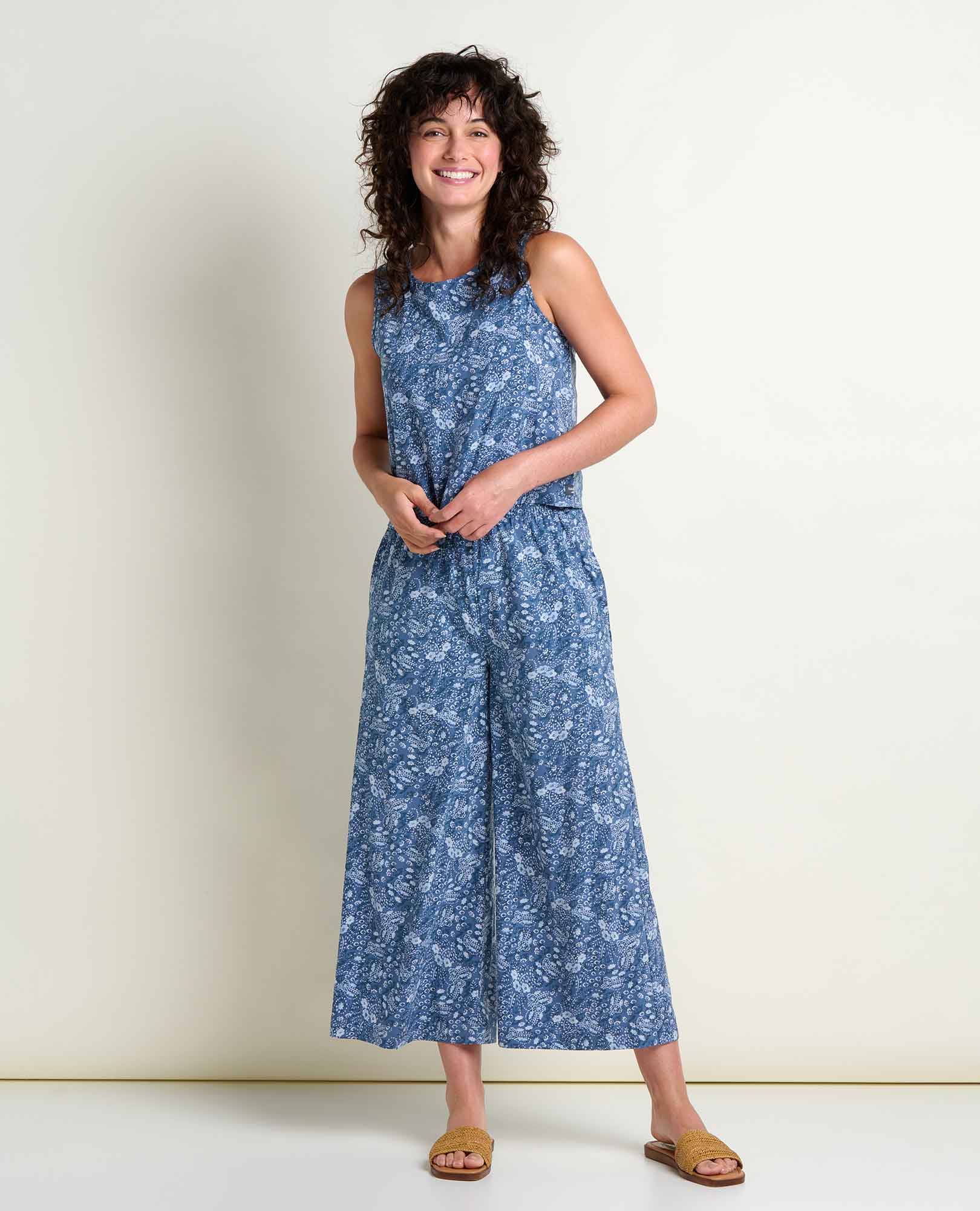Button Back Tank - Canal Print