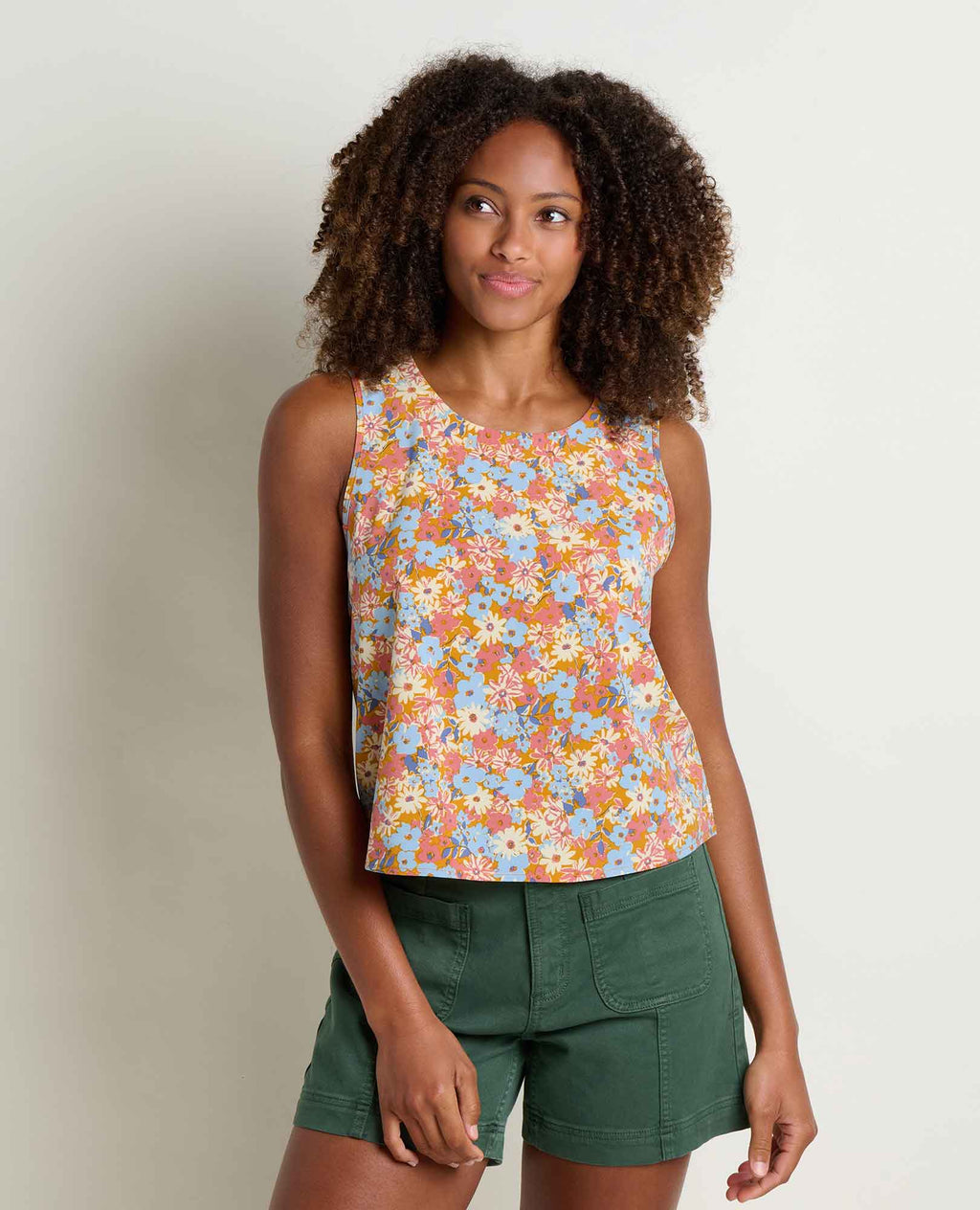 Button Back Tank - Sunset Print