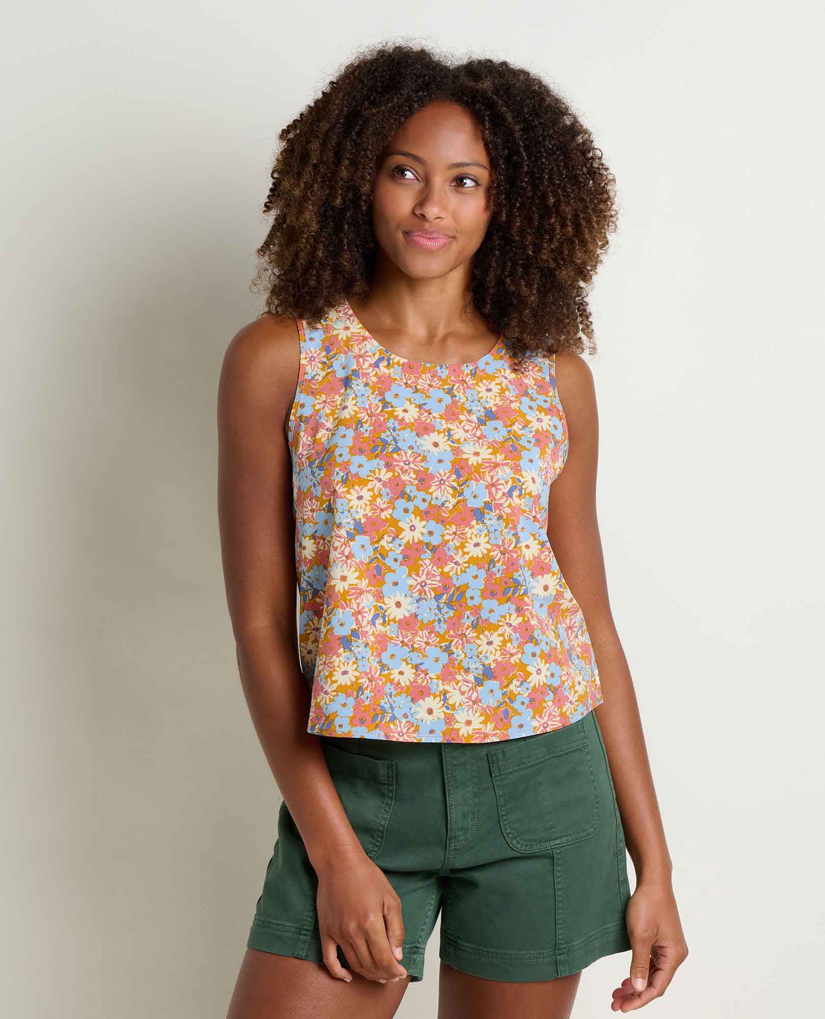 Button Back Tank - Sunset Print