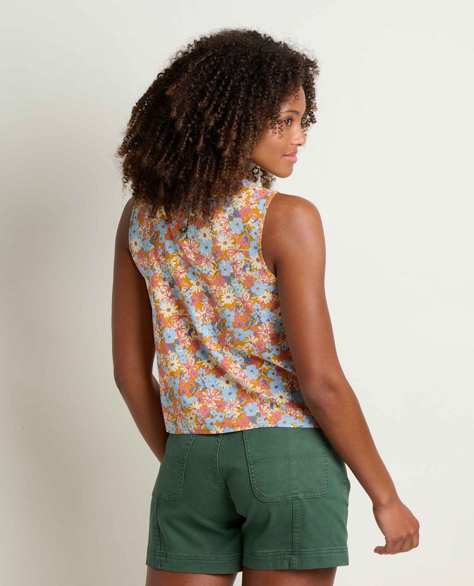 Button Back Tank - Sunset Print