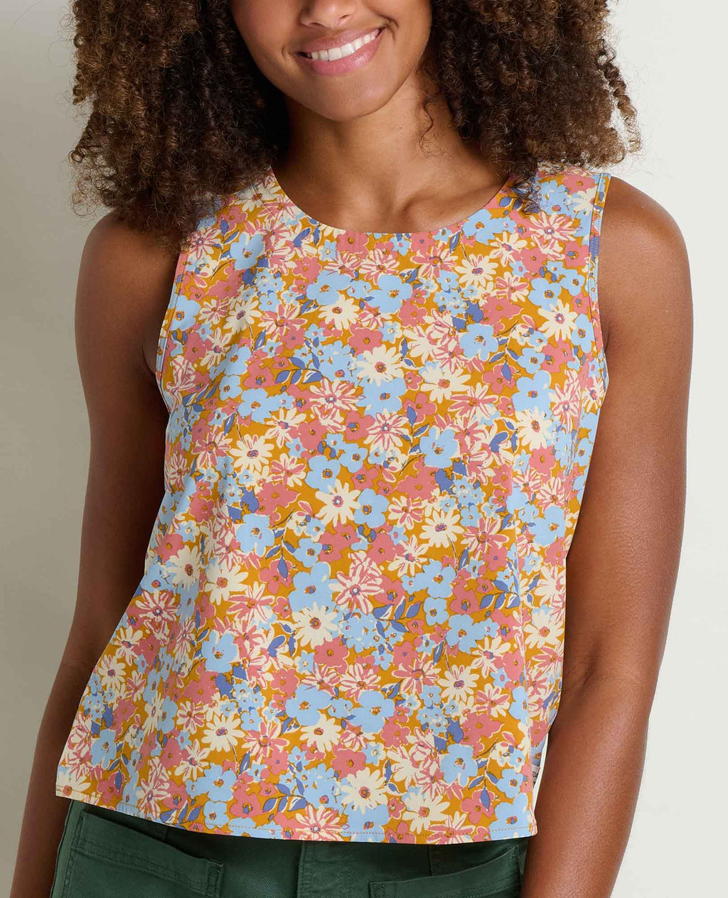 Button Back Tank - Sunset Print