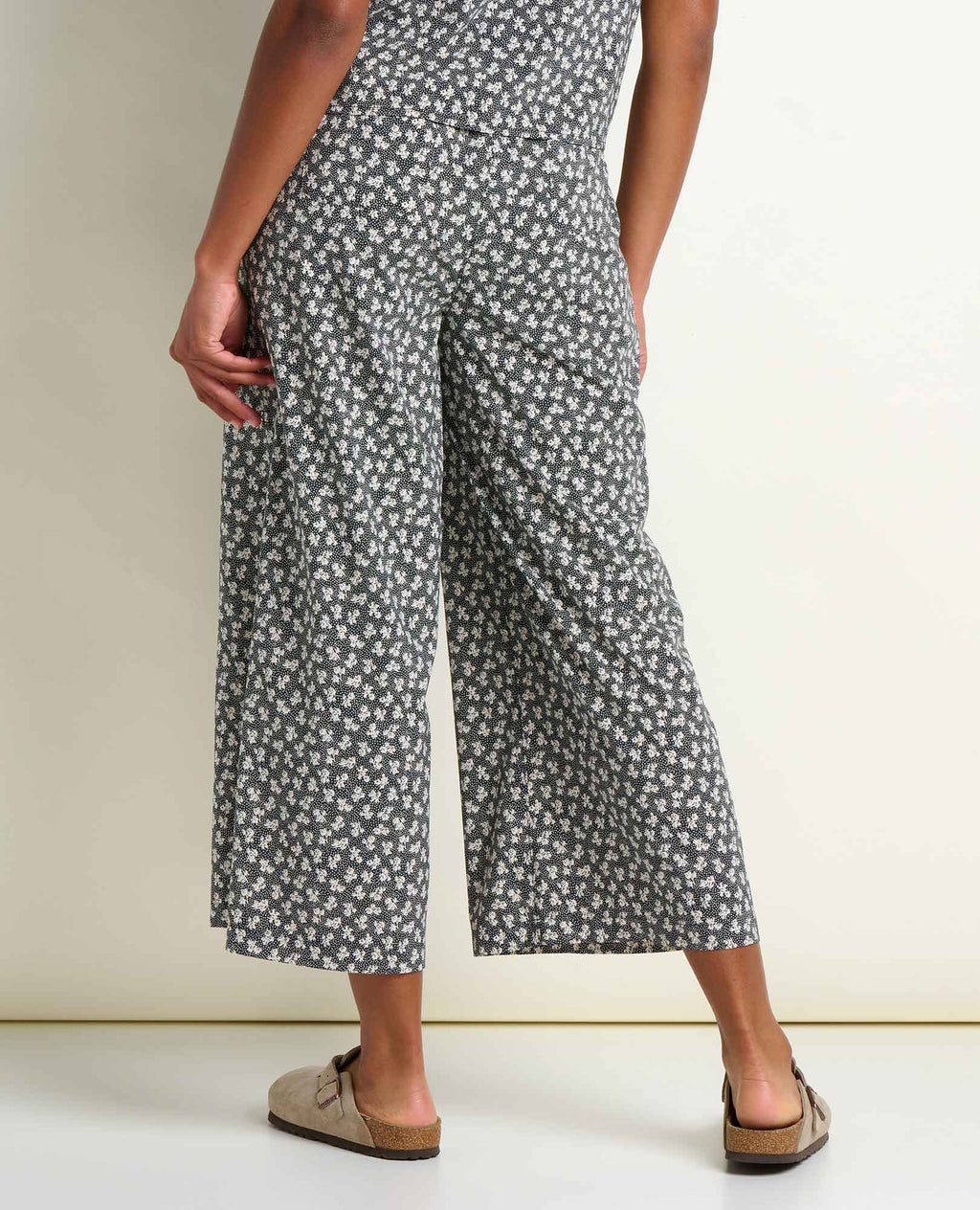 Wide Leg Crop Pant - Black and Salt Print