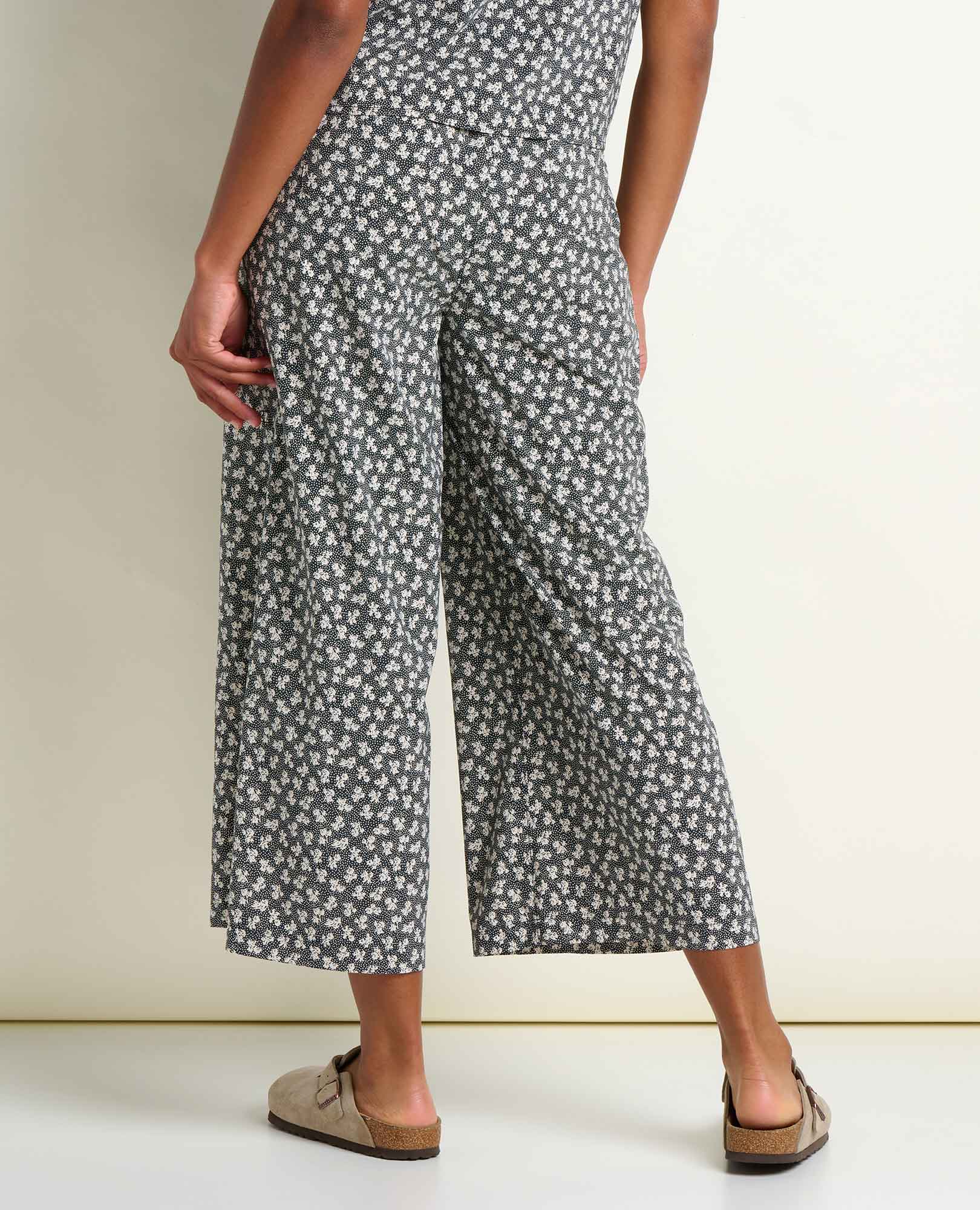 Wide Leg Crop Pant - Black and Salt Print