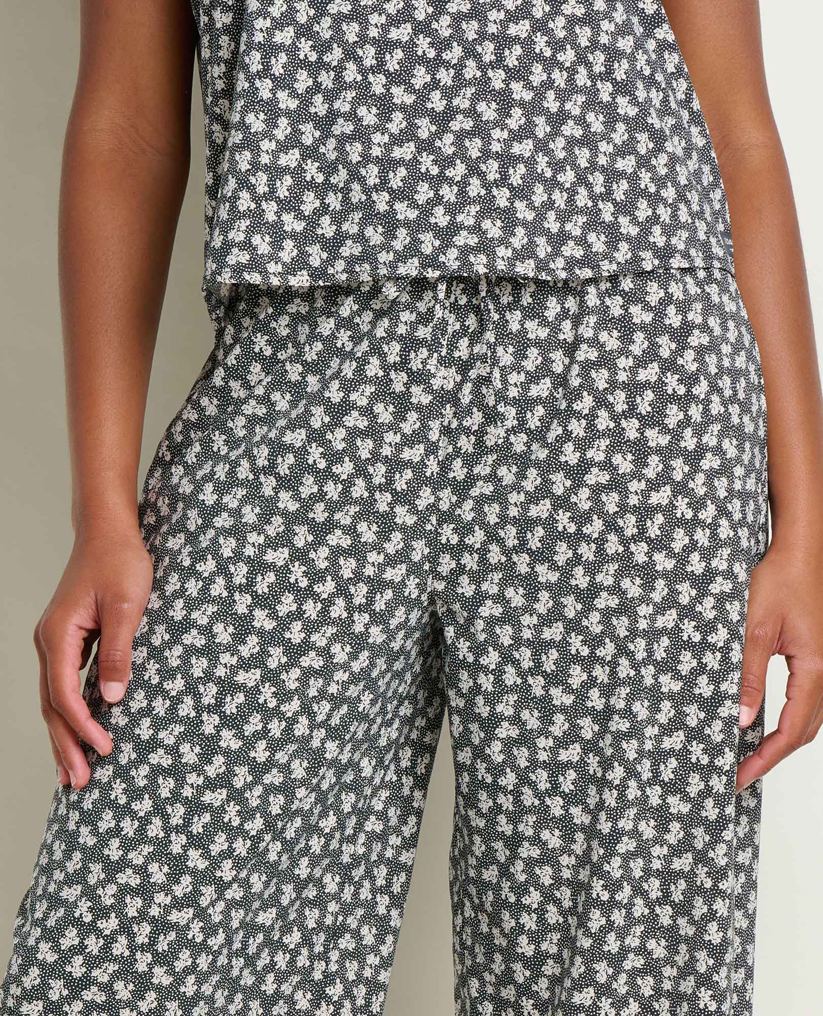 Wide Leg Crop Pant - Black and Salt Print