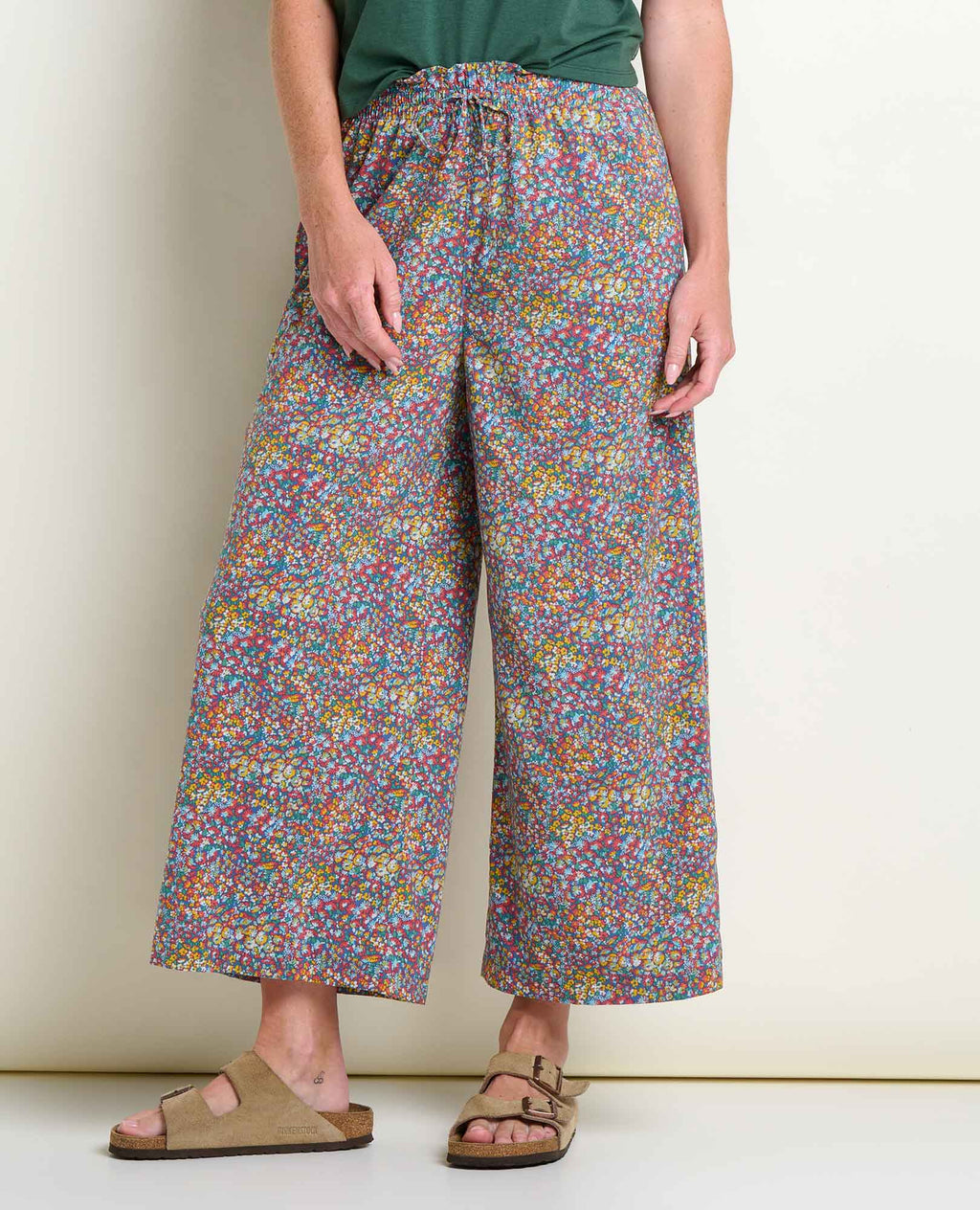 Wide Leg Crop Pant - Pacific Blue Print