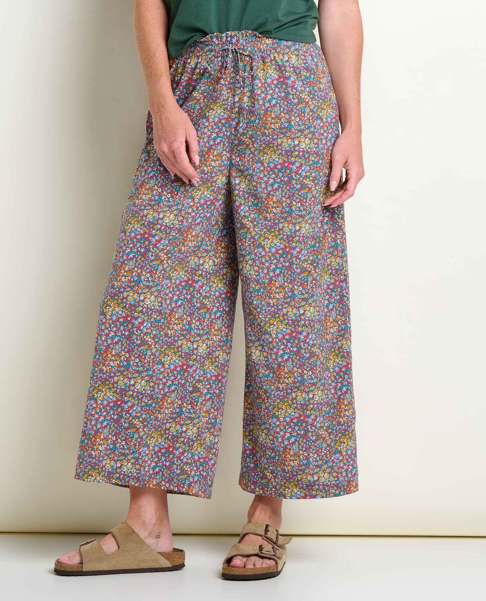 Wide Leg Crop Pant - Pacific Blue Print