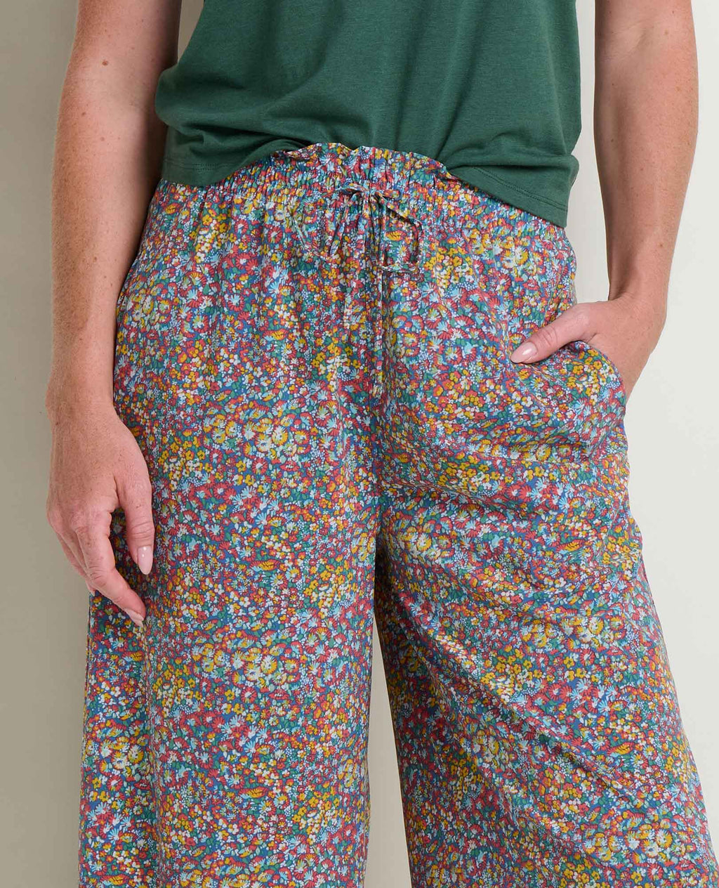Wide Leg Crop Pant - Pacific Blue Print