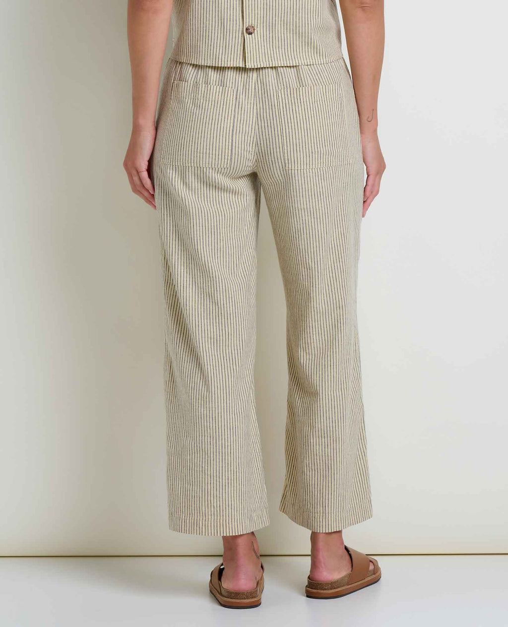 Hemp Wide Leg Pant - Barley Railroad Stripe