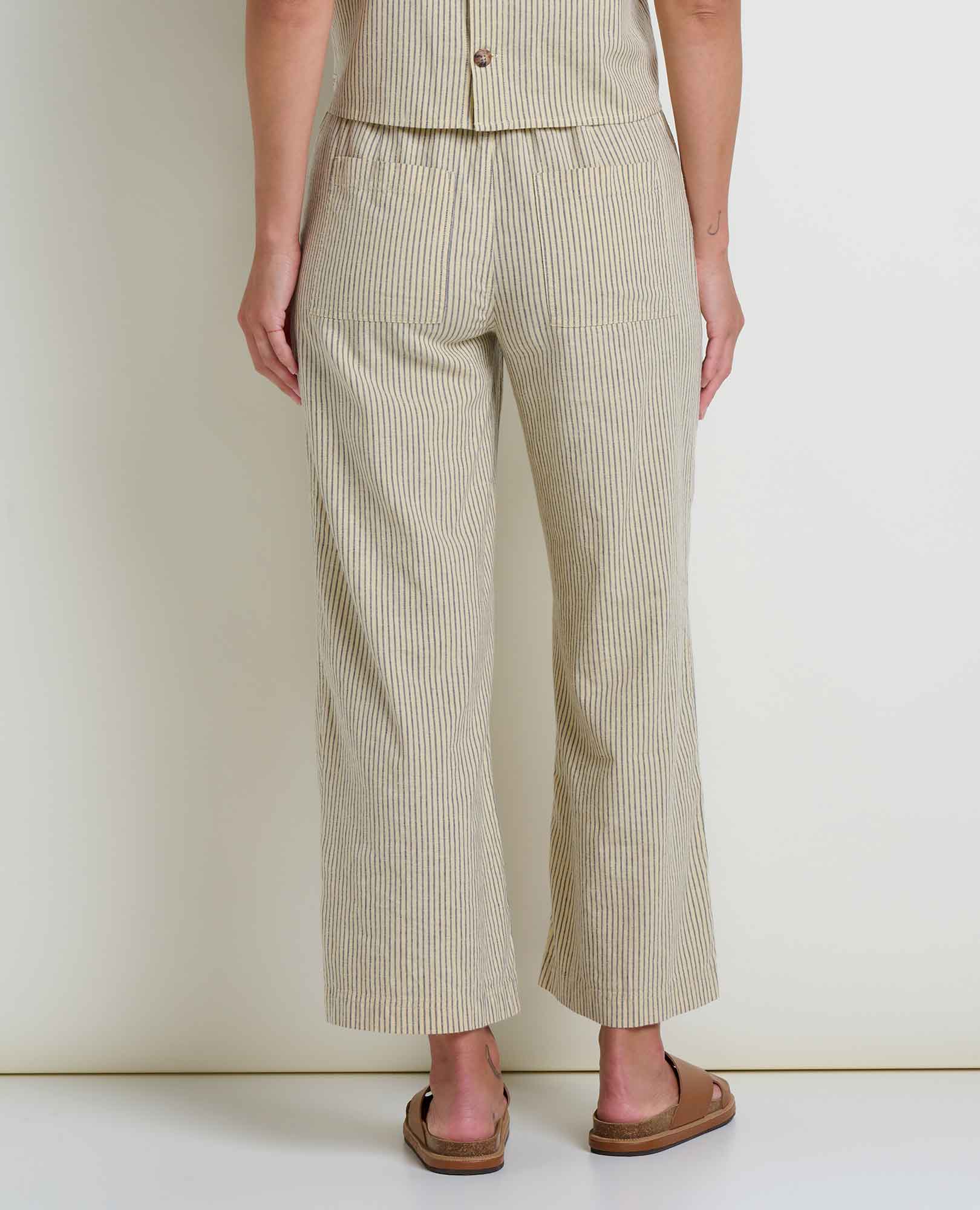 Hemp Wide Leg Pant - Barley Railroad Stripe