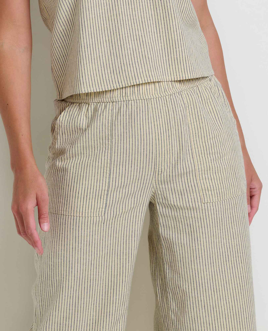 Hemp Wide Leg Pant - Barley Railroad Stripe