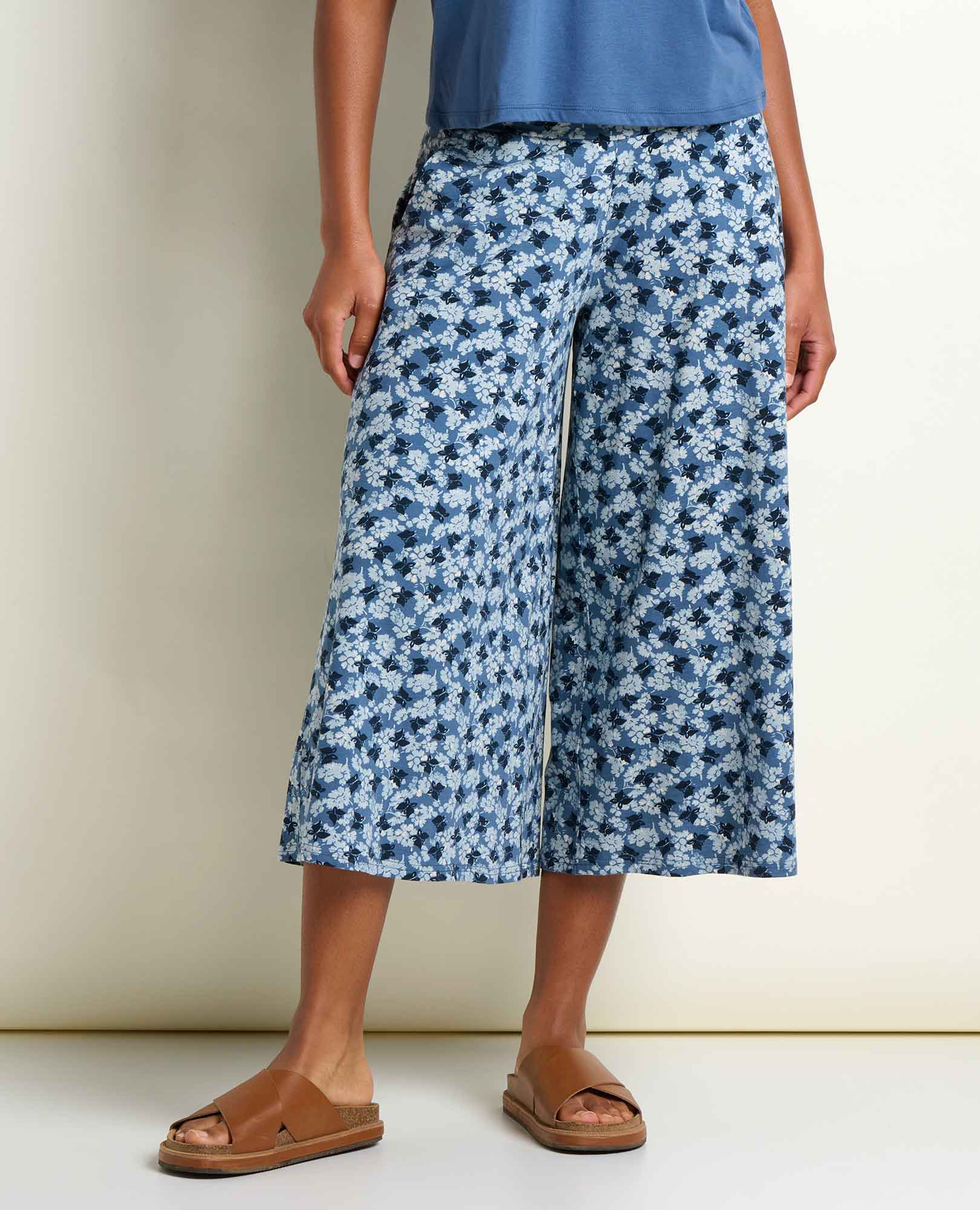 Wide Leg Culotte - Pacific Blue Print