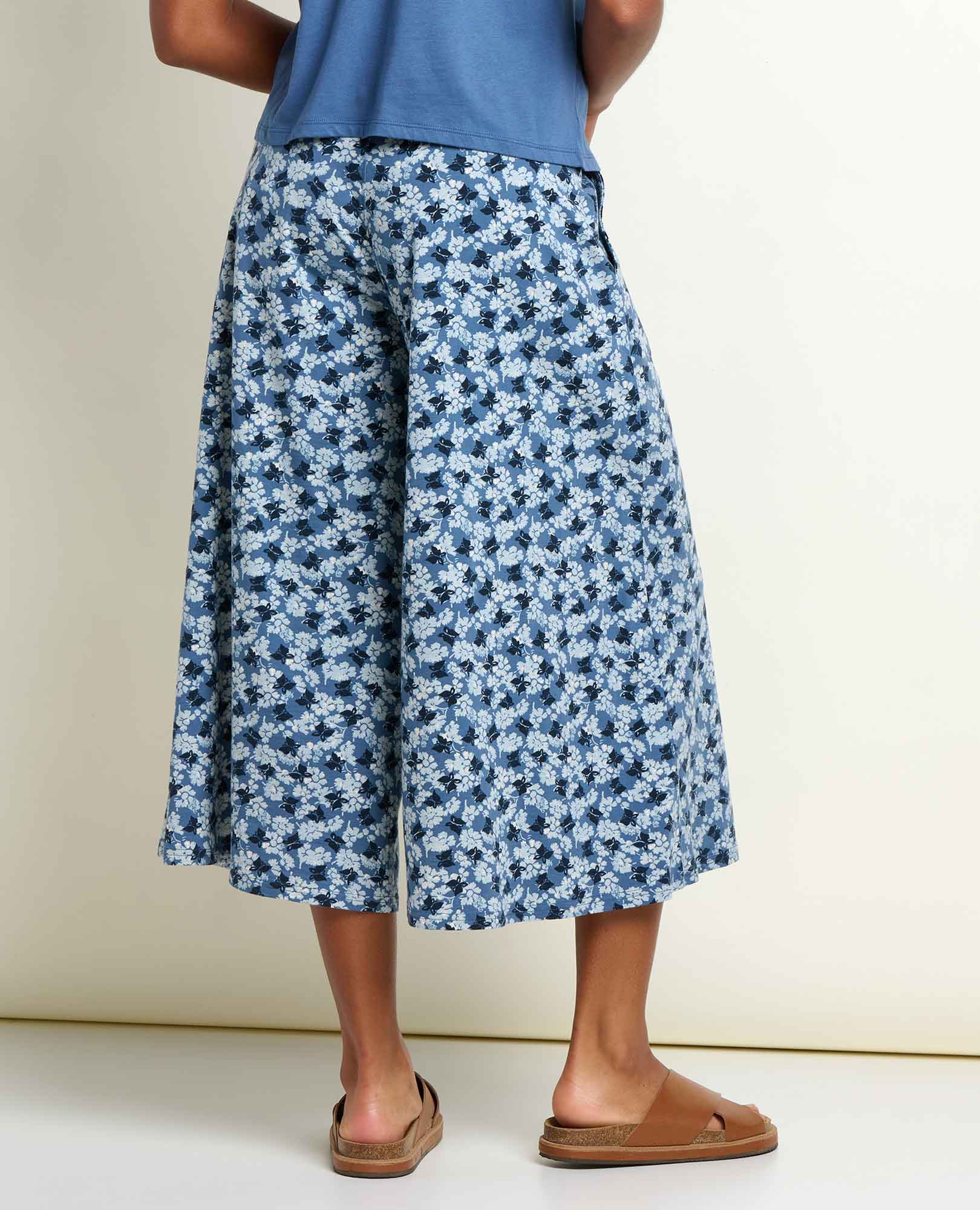 Wide Leg Culotte - Pacific Blue Print