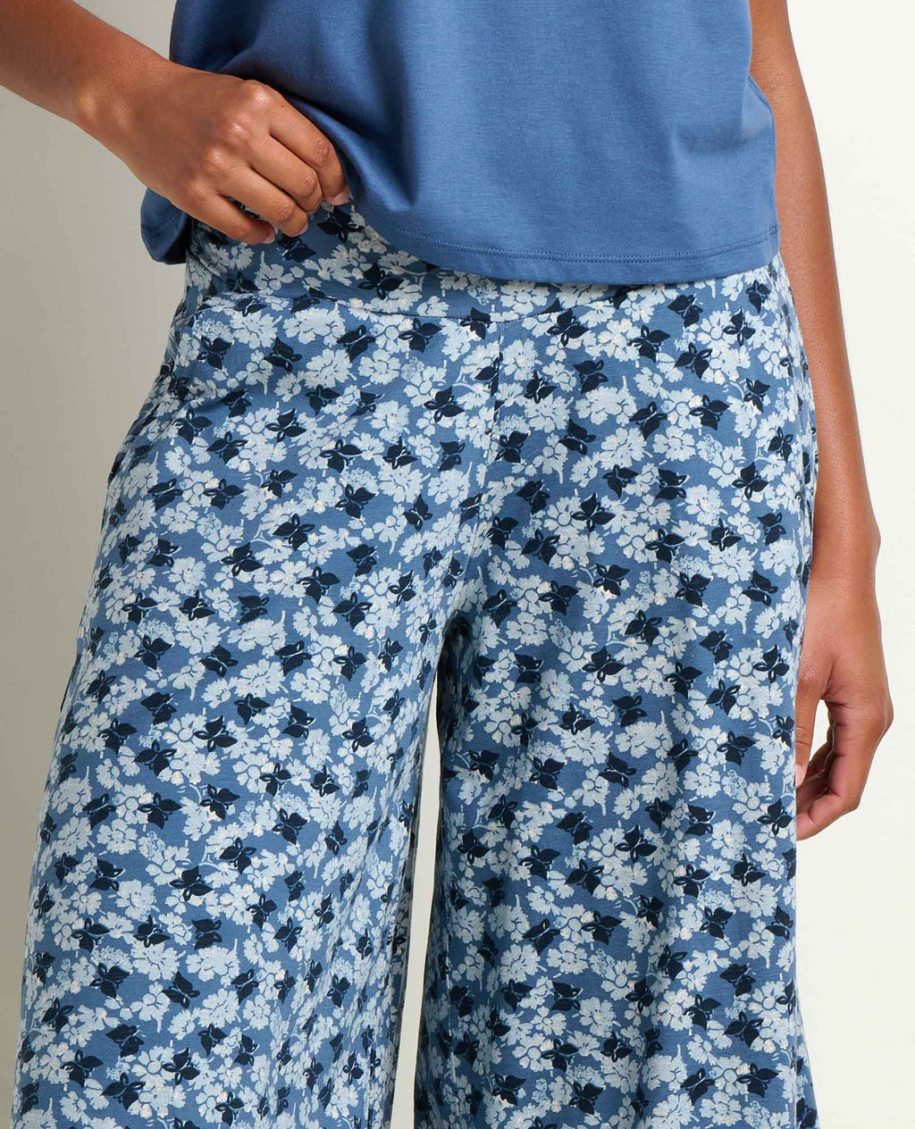 Wide Leg Culotte - Pacific Blue Print