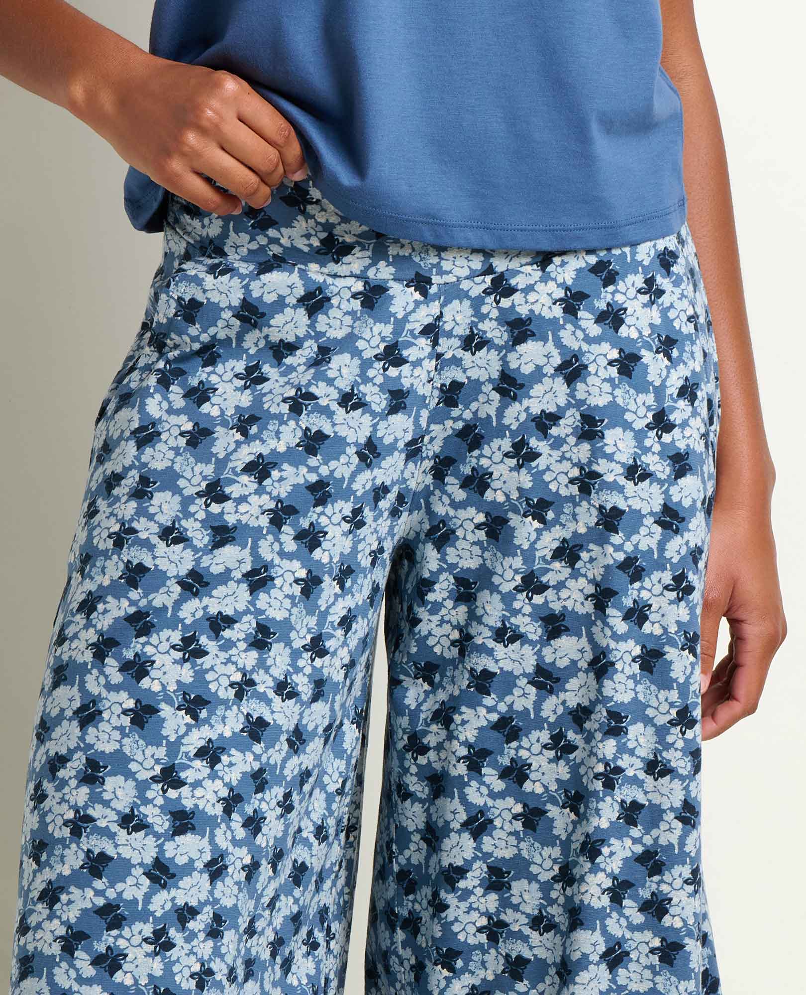 Wide Leg Culotte - Pacific Blue Print