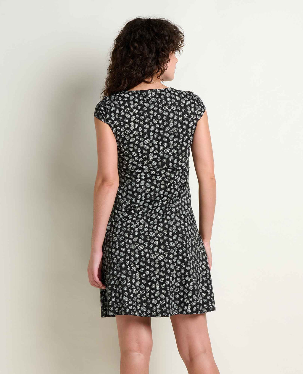 Cap Sleeve Dress - Black and Salt Print