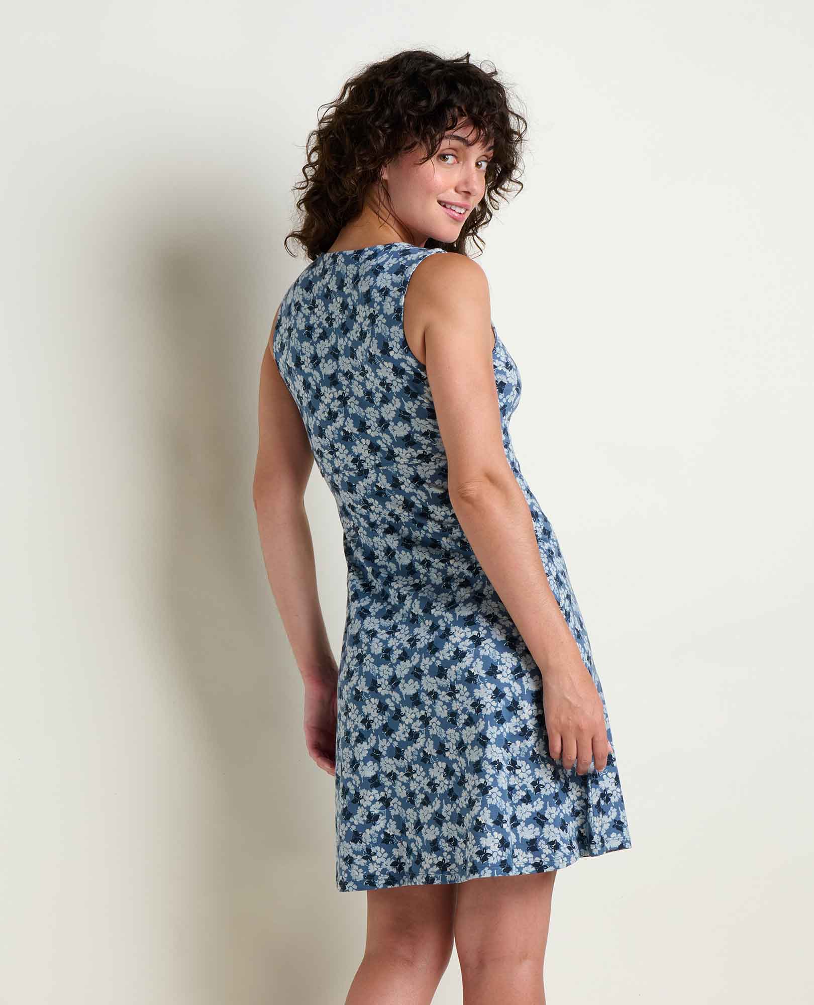 Sleeveless Tank Dress - Pacific Blue Print